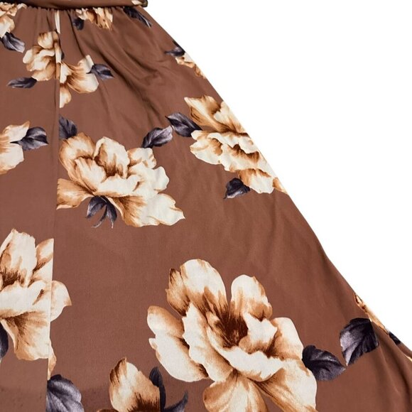 Pink Blush Rust Floral Hi-Low Maternity Wrap Dress Belt Stretch Soft Size Small - Picture 10 of 13